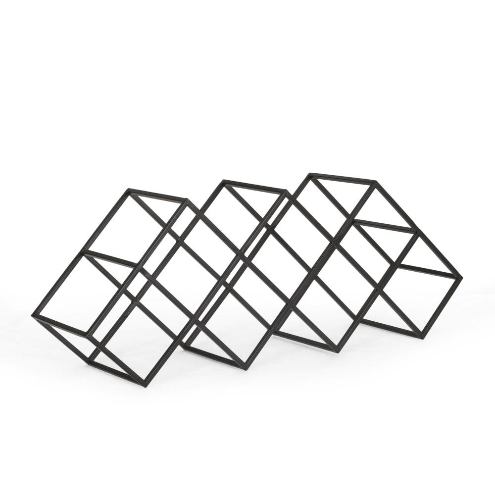 Wine Rack with Diamond Slots 24 Inch Compact Design Matte Black BM323713