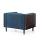 Accent Club Chair Dark Brown Rubberwood Navy Blue Button Tufted BM323714