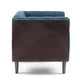 Accent Club Chair Dark Brown Rubberwood Navy Blue Button Tufted BM323714