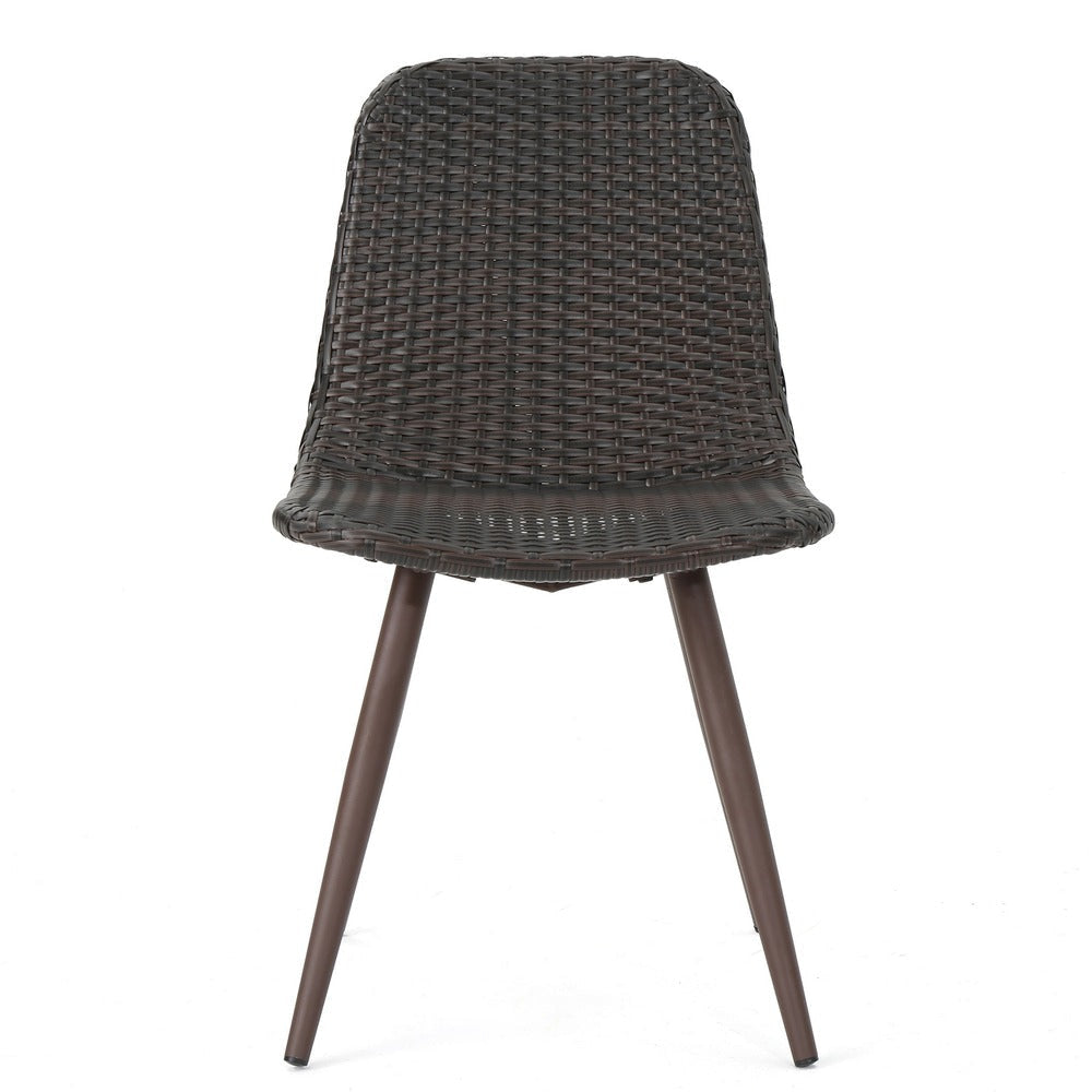 Illa Dining Side Chairs Set of 2 Brown Angled Legs Iron Gray Outdoor Wicker BM323725