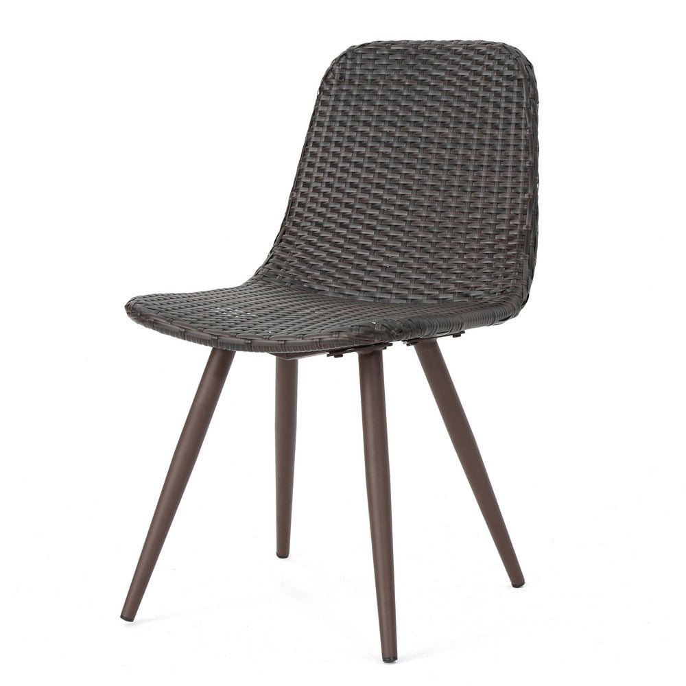 Illa Dining Side Chairs Set of 2 Brown Angled Legs Iron Gray Outdoor Wicker BM323725