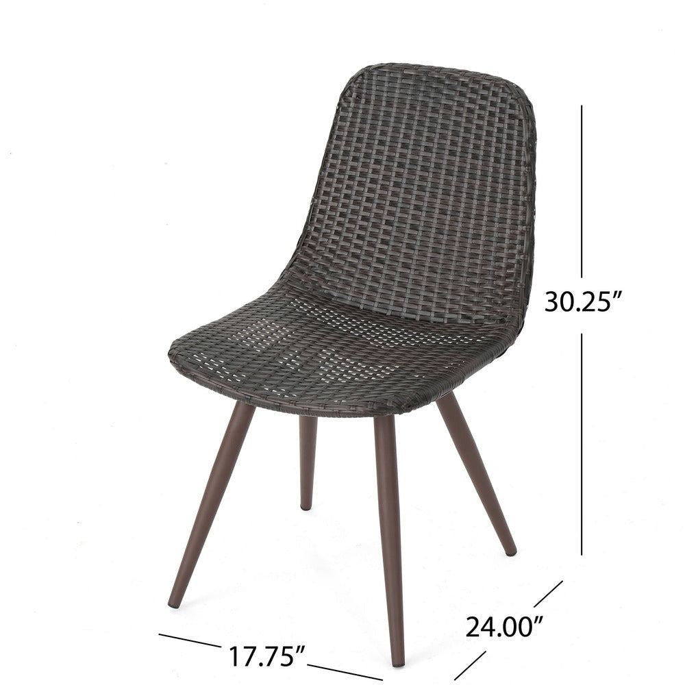 Illa Dining Side Chairs Set of 2 Brown Angled Legs Iron Gray Outdoor Wicker BM323725