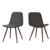 Illa Dining Side Chairs, Set of 2, Brown Angled Legs, Iron, Gray Outdoor Wicker