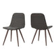 Illa Dining Side Chairs, Set of 2, Brown Angled Legs, Iron, Gray Outdoor Wicker
