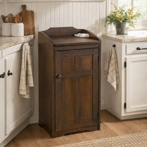 Homestead Trash Box, 34 Inch Tall, Rough Sawn Mahogany, Dark Brown by Casagear home
