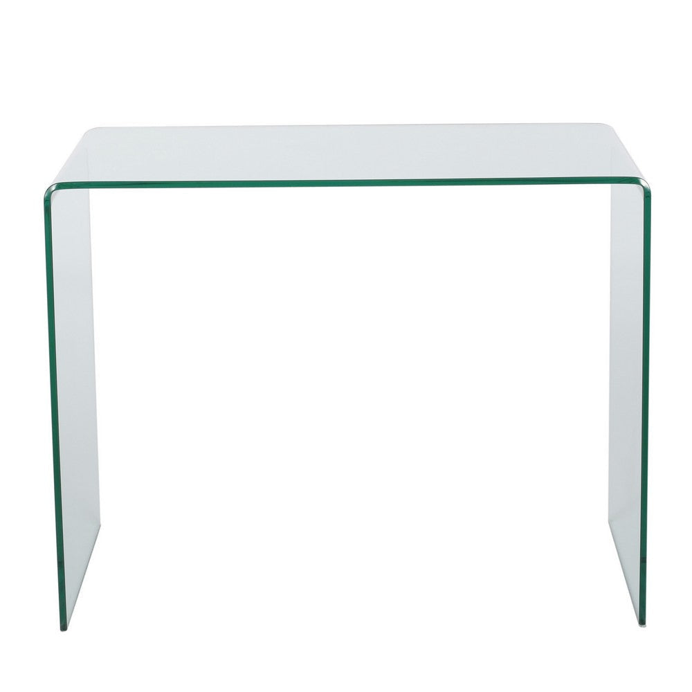 Glass Dining Table 38 Inch Rectangular Waterfall Edge Small Space BM323737