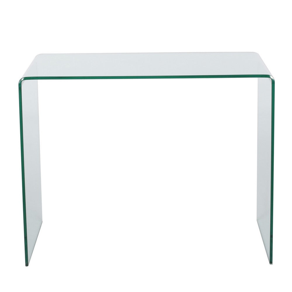 Vey Glass Dining Table, 38" Rectangular Waterfall Edge, Small Space