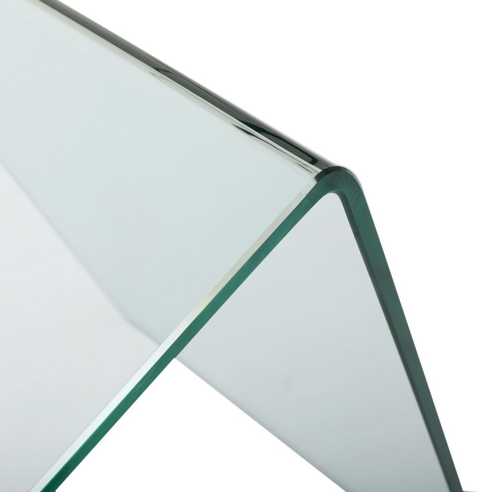 Vey Glass Dining Table, 38" Rectangular Waterfall Edge, Small Space