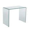 Glass Dining Table, 38 Inch Rectangular Waterfall Edge, Small Space