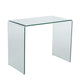 Glass Dining Table, 38 Inch Rectangular Waterfall Edge, Small Space
