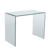 Vey Glass Dining Table, 38" Rectangular Waterfall Edge, Small Space