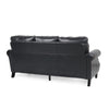 Sel 80" 3 Seater Chesterfield Sofa, Black Faux Leather
