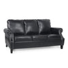 Sel 80" 3 Seater Chesterfield Sofa, Black Faux Leather