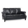 Sel 80 Inch Modern Sofa, 3 Seat Chesterfield Design Black Faux Leather