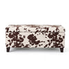 Devi 38" Ottoman w Storage, Brown White Cow Print Velvet