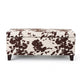 Devi 38" Ottoman w Storage, Brown White Cow Print Velvet