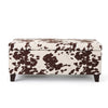 Devi 38 Inch Ottoman w Storage Brown White Holstein Cow Print Velvet BM323746