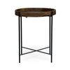 Peo Side End Table, 22" Round Wood Tray Top, Black Base