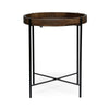 Peo Modern Side End Table 22 Inch Round Wood Tray Black Metal Base BM323749