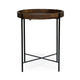 Peo Modern Side End Table 22 Inch Round Wood Tray Black Metal Base BM323749