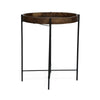Peo Modern Side End Table 22 Inch Round Wood Tray Black Metal Base BM323749