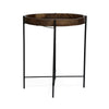 Peo Side End Table, 22" Round Wood Tray Top, Black Base