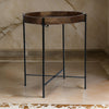 Peo Side End Table, 22" Round Wood Tray Top, Black Base