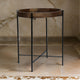 Peo Modern Side End Table, 22 Inch Round Wood Tray, Black Metal Base