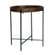 Peo Modern Side End Table, 22 Inch Round Wood Tray, Black Metal Base