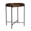 Peo Side End Table, 22" Round Wood Tray Top, Black Base