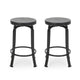 Lni Swivel Counter Stool Set of 2, Faux Wood Seat, Black