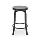 Lni Swivel Counter Stool Set of 2, Faux Wood Seat, Black