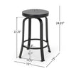 Lni Swivel Counter Stool Set of 2, Faux Wood Seat, Black