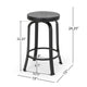 Lni Swivel Counter Stool Set of 2, Faux Wood Seat, Black