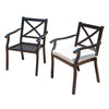 Weny Outdoor Accent Armchair Set of 2, Ivory Cushions, Black