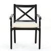 Weny Outdoor Accent Armchair Set of 2, Ivory Cushions, Black
