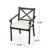 Weny Outdoor Accent Armchair Set of 2, Ivory Cushions, Black