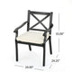 Weny Outdoor Accent Armchair Set of 2, Ivory Cushions, Black