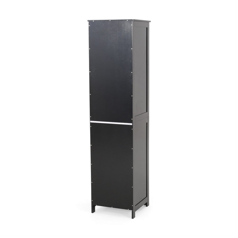 Cabe Tall Bathroom Linen Cabinet, 3 Shelves 1 Door, Black