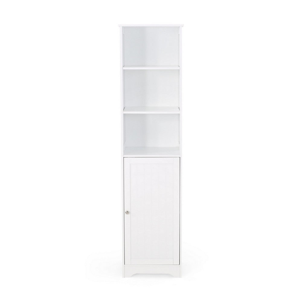 Cabe Tall Bathroom Linen Cabinet 3 Shelves 1 Door White