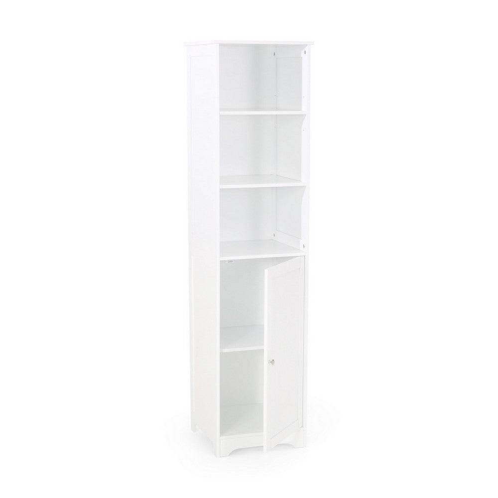 Cabe Tall Bathroom Linen Cabinet 3 Shelves 1 Door White