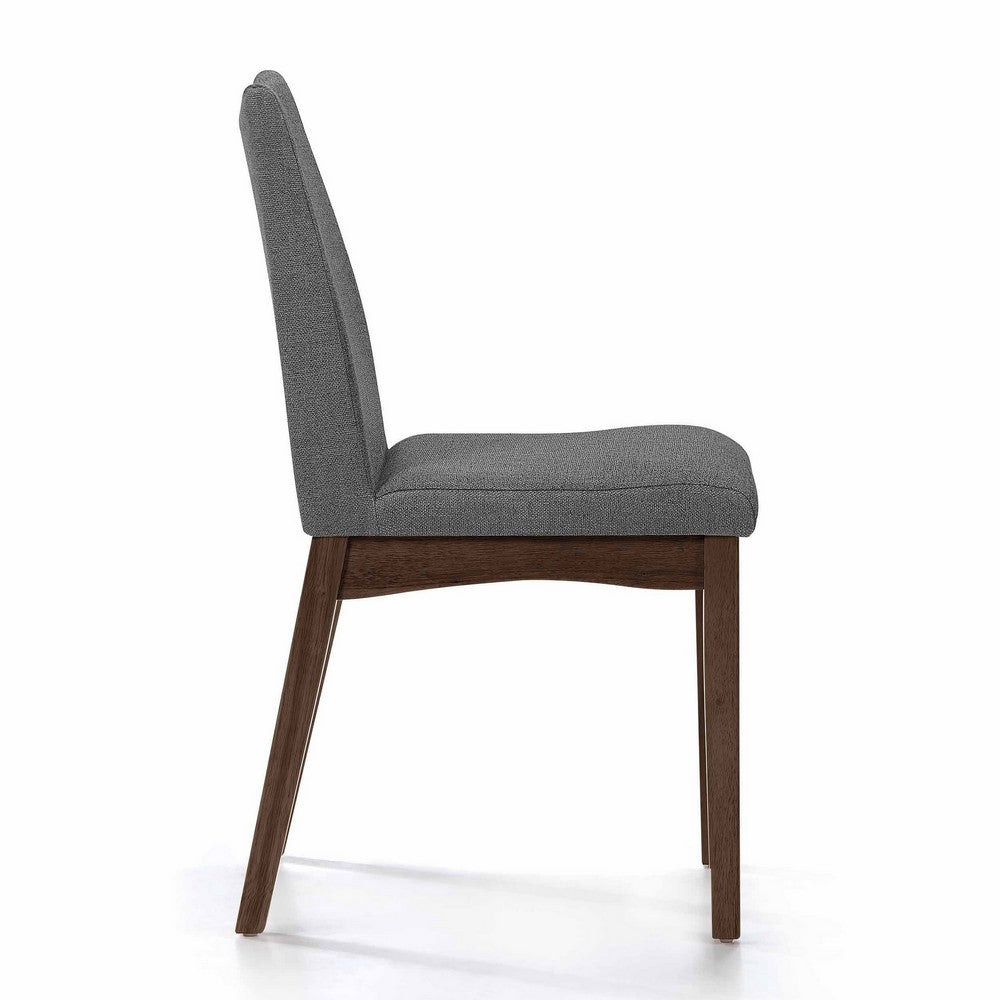 Heli Side Dining Chair, Set of 2, Curved, Gray Textured, Splayed Legs