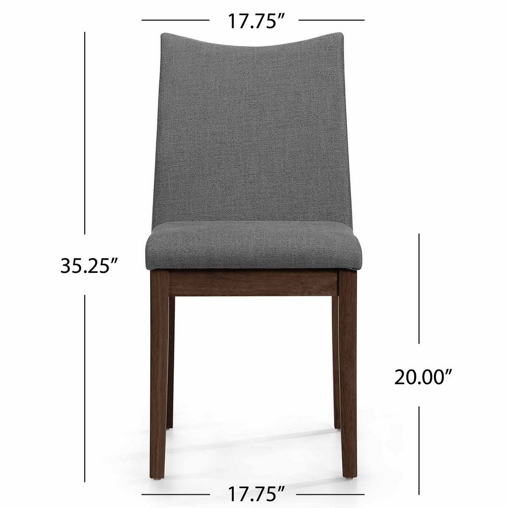 Heli Side Dining Chair, Set of 2, Curved, Gray Textured, Splayed Legs