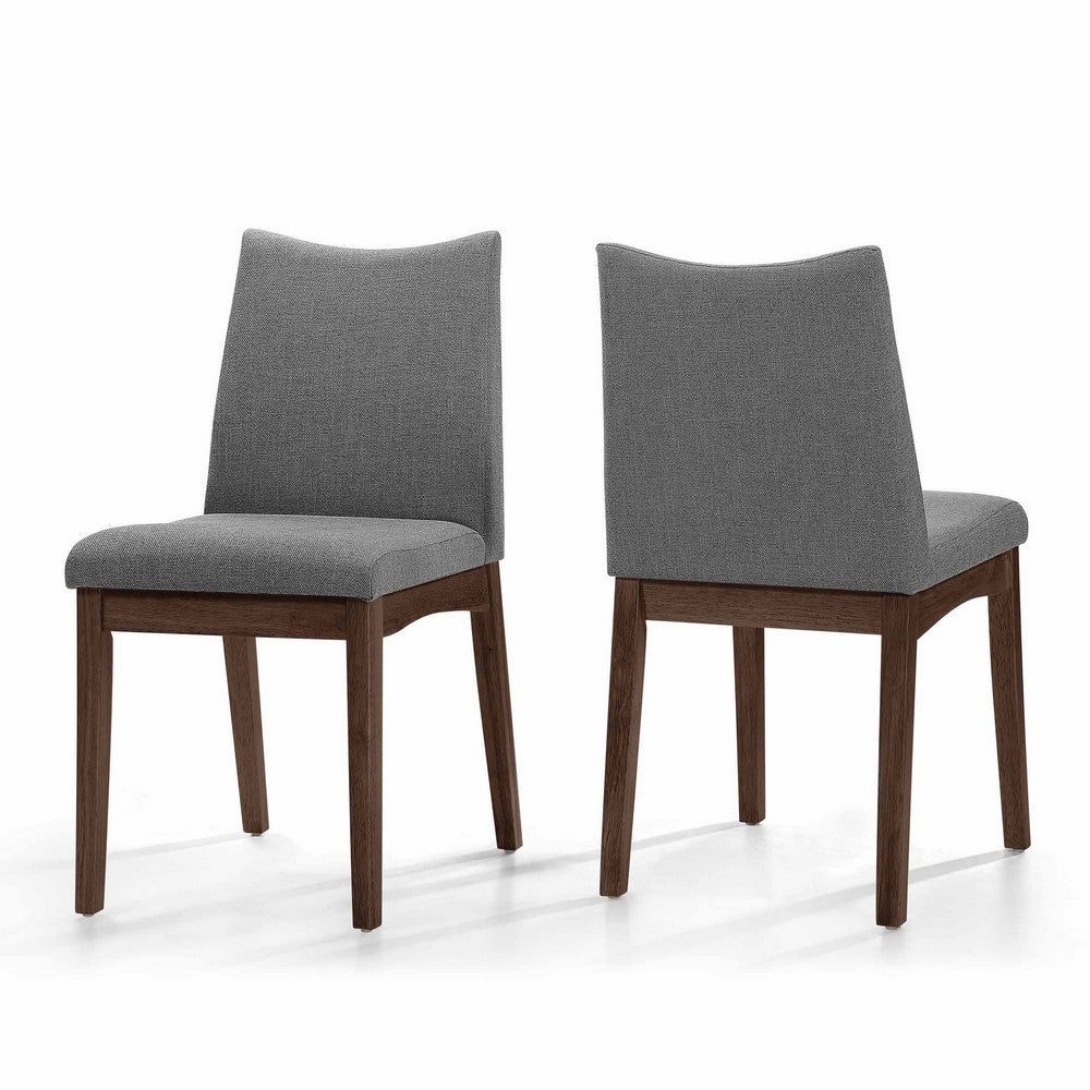 Heli Side Dining Chair, Set of 2, Curved, Gray Textured, Splayed Legs