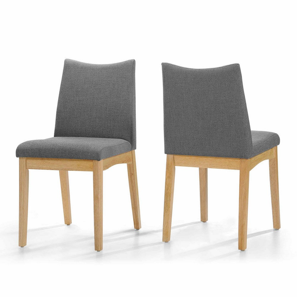Heli Side Dining Chair, Set of 2, Curved, Gray, Splayed Legs
