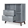 Side Cabinet with Shelves, 2 Drawer, 38'' Gray Faux Wood