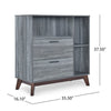 Side Cabinet with Shelves, 2 Drawer, 38'' Gray Faux Wood