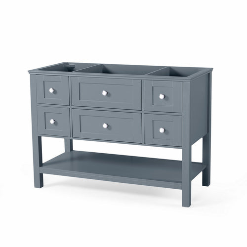 Rizy Bathroom Vanity Base, 5 Drawers, Shelf, 48'' Gray Wood