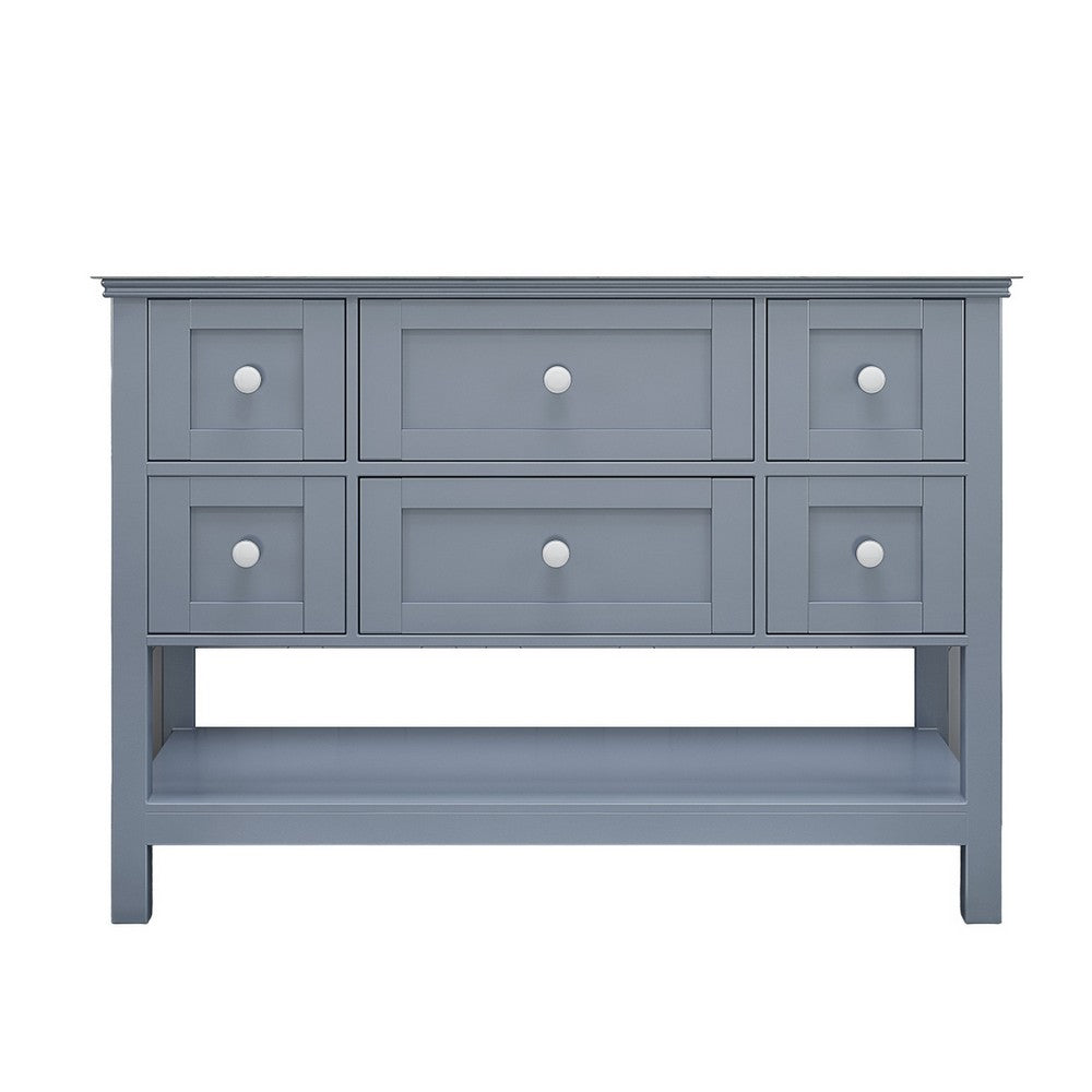 Rizy Bathroom Vanity Base, 5 Drawers, Shelf, 48'' Gray Wood