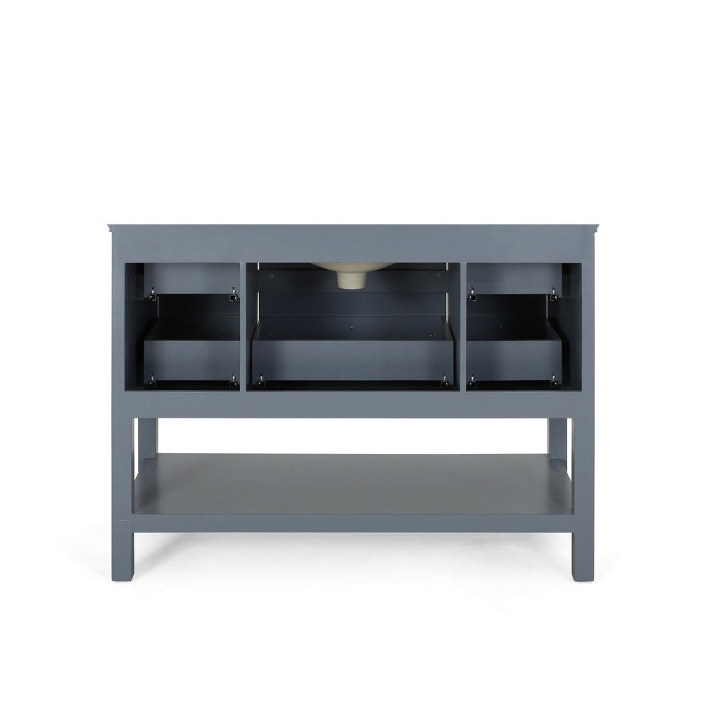 Rizy Bathroom Vanity Base, 5 Drawers, Shelf, 48'' Gray Wood